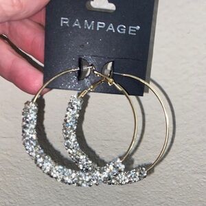 NWTs Rampage Glittering Gold and Silver Hoop Leverback Earrings